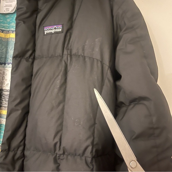 Patagonia Girls Black Long Down Puffer Parka  with Hood Large (12) - Picture 12 of 13